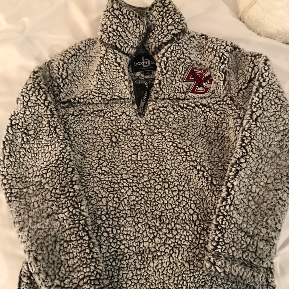 patterned sherpa pullover